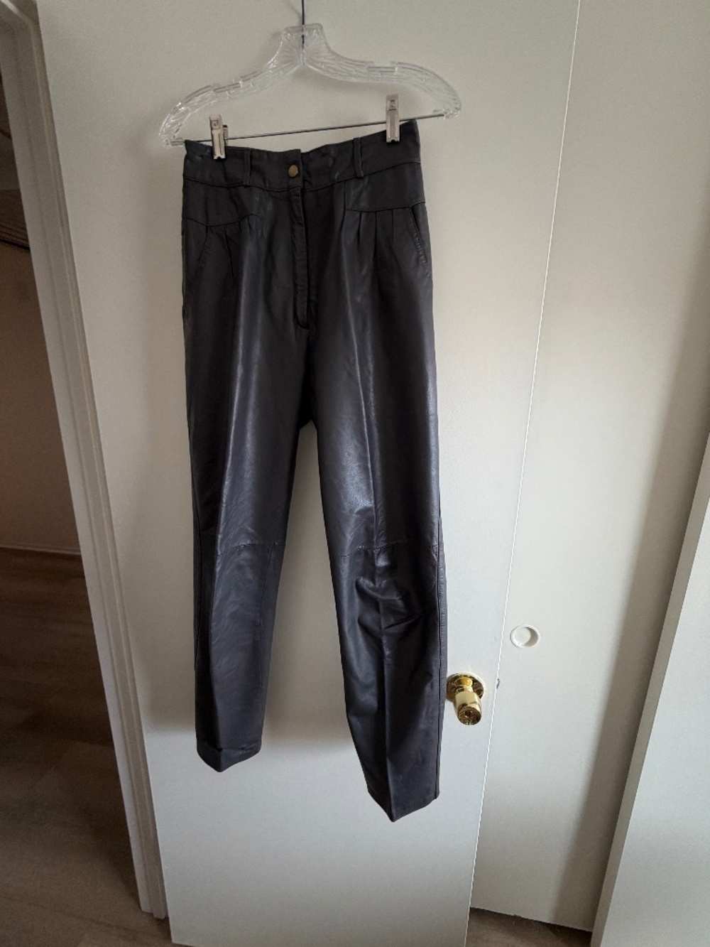 Vintage 80's Dark Gray Leather Pants